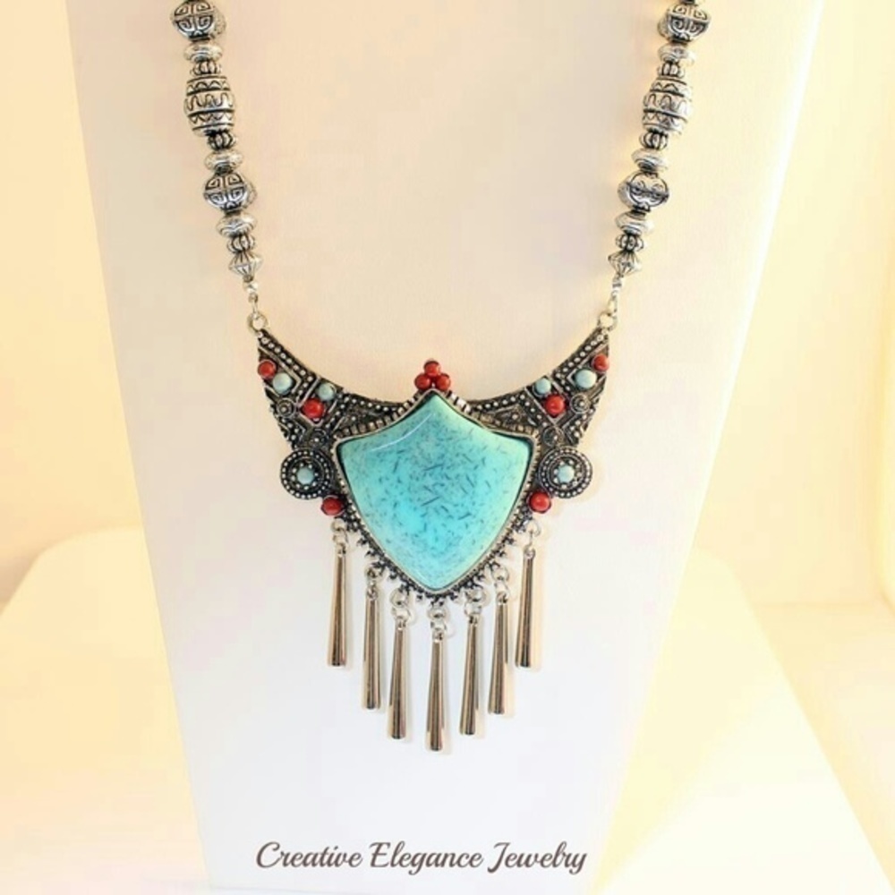 Turquoise Necklace and Earrings Set